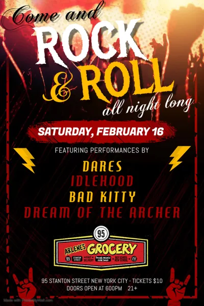 Dream of the Archer flyer for Arlene's Grocery on February 16, 2018